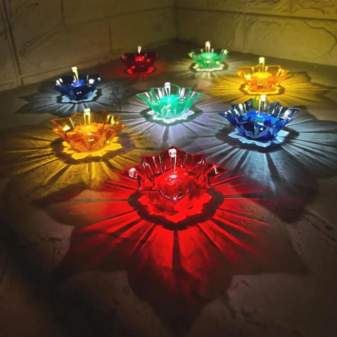 3D Reusable Reflective Shadow Colourful Diya